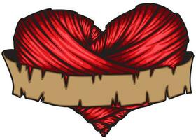 Heart wrapped in red cloth vector