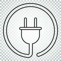 Plug vector icon in line style. Power wire cable flat illustration. Simple business concept pictogram on isolated background.