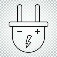 Plug vector icon in line style. Power wire cable flat illustration. Simple business concept pictogram on isolated background.