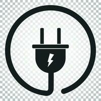 Plug vector icon. Power wire cable flat illustration. Simple business concept pictogram on isolated background.
