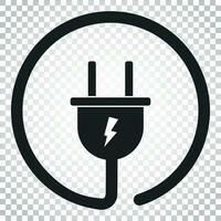 Plug vector icon. Power wire cable flat illustration. Simple business concept pictogram on isolated background.