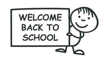 Back to school placard in hands icon. Vector illustration on white background. Business concept hand drawn welcome school pictogram.