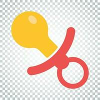 Baby pacifier icon. Child toy nipple vector illustration. Simple business concept pictogram on isolated background.