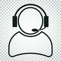 Operator with microphone vector icon. Operator in call center illustration. Simple business concept pictogram on isolated background.