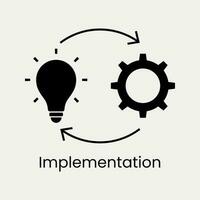 vector icon art implementation, lamp, gears