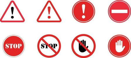 Warning and stop sign set vector