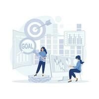 business concept, worker checking data analyst, flat vector modern illustration