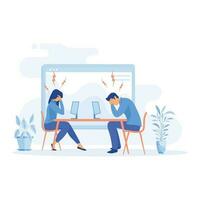 Stress Management, people having stress moment chasing deadline,  flat vector modern illustration