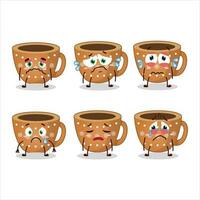 Coffee cookies cartoon character with sad expression vector