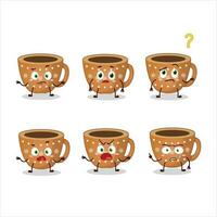 Cartoon character of coffee cookies with what expression vector