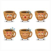 dibujos animados personaje de café galletas con soñoliento expresión vector