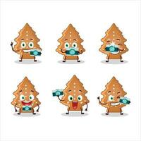 fotógrafo profesión emoticon con galletas árbol dibujos animados personaje vector