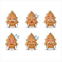 Cartoon character of cookies tree with sleepy expression vector