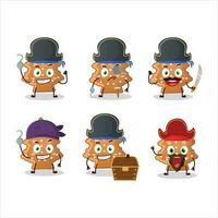dibujos animados personaje de galletas árbol con varios piratas emoticones vector