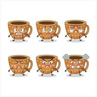 Coffee cookies cartoon character with various angry expressions vector