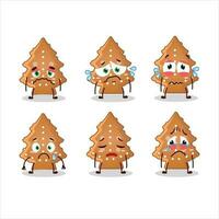 Cookies tree cartoon character with sad expression vector