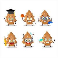 School student of cookies tree cartoon character with various expressions vector