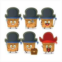 Cartoon character of blueberry muffin with various pirates emoticons vector