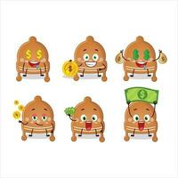 Navidad sombrero galletas dibujos animados personaje con linda emoticon traer dinero vector