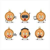 Compass cookies cartoon character are playing games with various cute emoticons vector