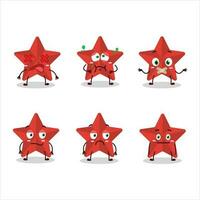 New red stars cartoon character with nope expression vector