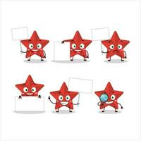 New red stars cartoon character bring information board vector