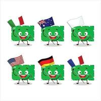 duende sobres dibujos animados personaje traer el banderas de varios países vector