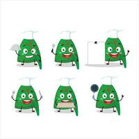 Cartoon character of green stripes elf hat with various chef emoticons vector