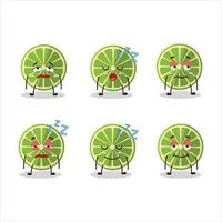 Cartoon character of lemon with sleepy expression vector