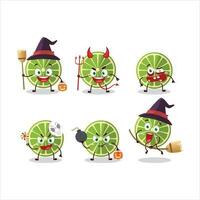 Halloween expression emoticons with cartoon character of lemon vector