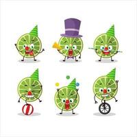 Cartoon character of lemon with various circus shows vector