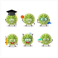 School student of lemon cartoon character with various expressions vector