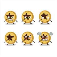 Bread star cartoon character with various angry expressions vector