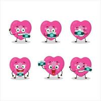 Photographer profession emoticon with love pink christmas cartoon character vector