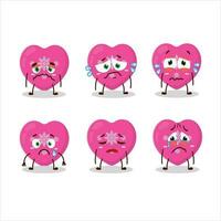 Love pink christmas cartoon character with sad expression vector