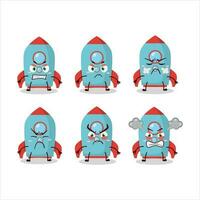 Blue rocket firecracker cartoon character with various angry expressions vector