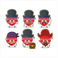 dibujos animados personaje de amor rojo Navidad con varios piratas emoticones vector