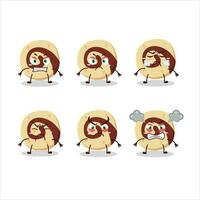 espiral galleta dibujos animados personaje con varios enojado expresiones vector