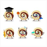 School student of spiral biscuit cartoon character with various expressions vector