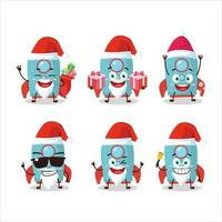 Papa Noel claus emoticones con azul cohete petardo dibujos animados personaje vector