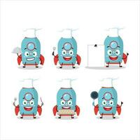 Cartoon character of blue rocket firecracker with various chef emoticons vector