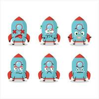 Blue rocket firecracker cartoon character with nope expression vector