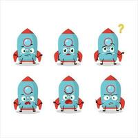 Cartoon character of blue rocket firecracker with what expression vector