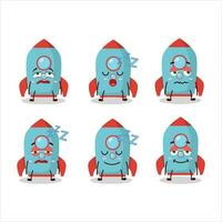 Cartoon character of blue rocket firecracker with sleepy expression vector