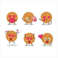 Circle wood cutting board cartoon character with love cute emoticon vector