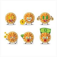 New orange cartoon character with cute emoticon bring money vector