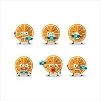 Photographer profession emoticon with new orange cartoon character vector