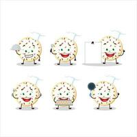 Cartoon character of sugar cookies with various chef emoticons vector