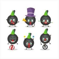 Cartoon character of frying pan with various circus shows vector