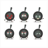 Frying pan cartoon character with nope expression vector